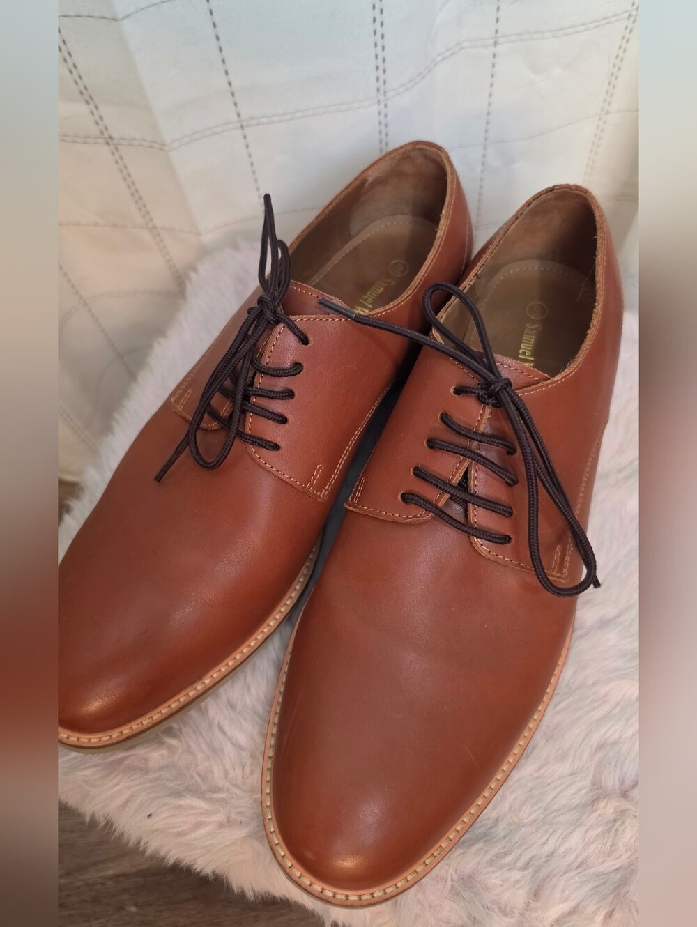 Samuel Windsor Prestige Brown Leather Cap-Toe Oxford Shoes - Size US 10.5